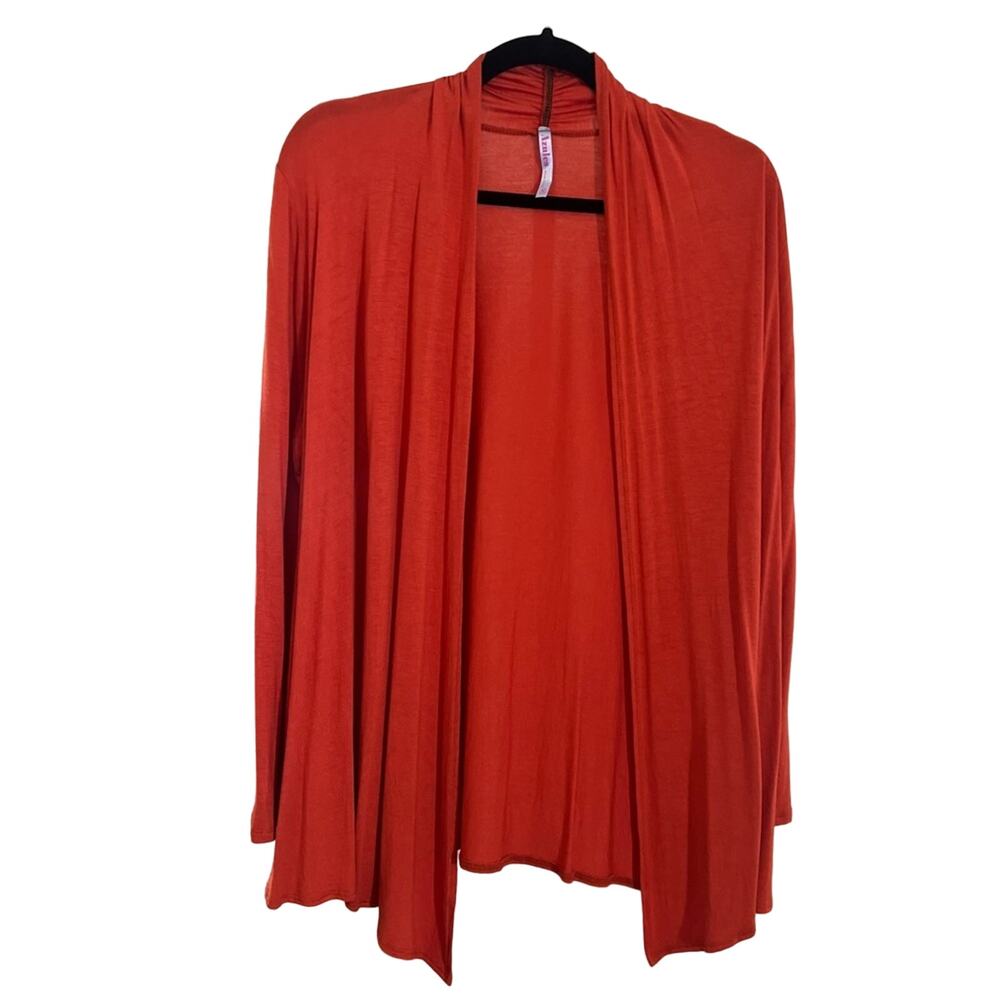 Burnt Orange Open Front Wrap Sweater Lightweight Size XL